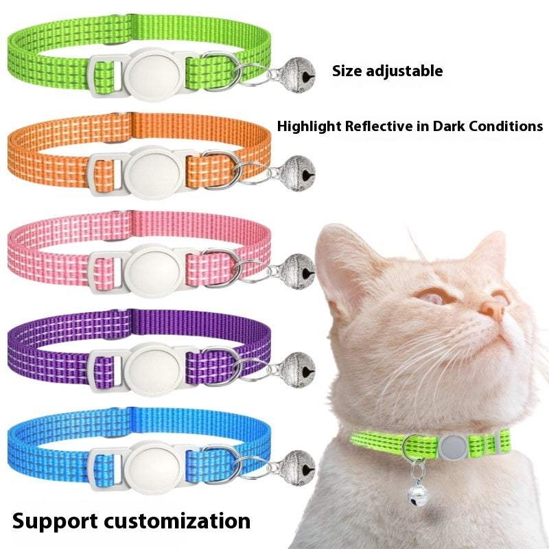 Adjustable nylon cat collars in multiple colors, reflective for safety, featuring a comfortable fit and customizable options.