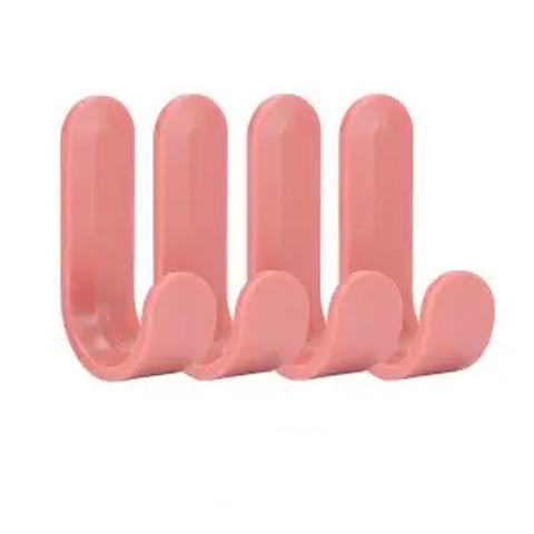 Nail Free Viscose adhesive hooks in pink, set of four, modern design.