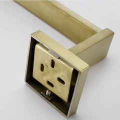 Stainless steel wall-mounted hook, golden finish, perforated-free installation.