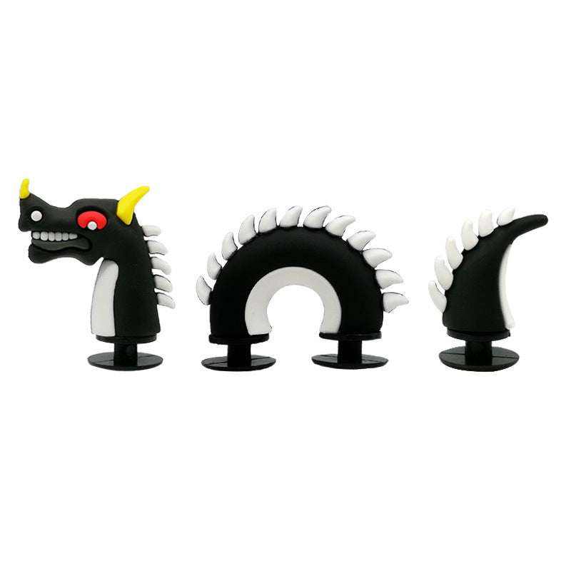 3D multi-component dragon shoe accessories in black and white, featuring a unique design for versatile styling.