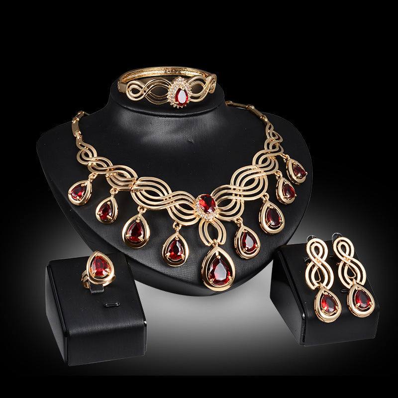 Jewelry Fashion Gems set of necklace and earrings in alloy with rhinestone accents.