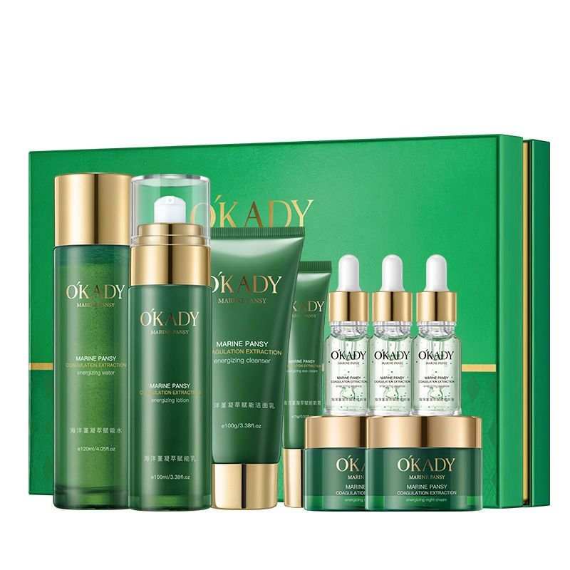 Plant Skin Care Product Set with Moisturizing and Brightening Features in Green Packaging
