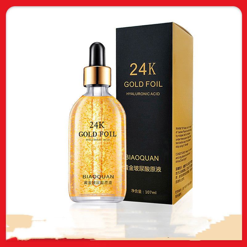 Firming and lifting skin care product with gold liquid, ginseng, and Cordyceps essence in a 100ml bottle.