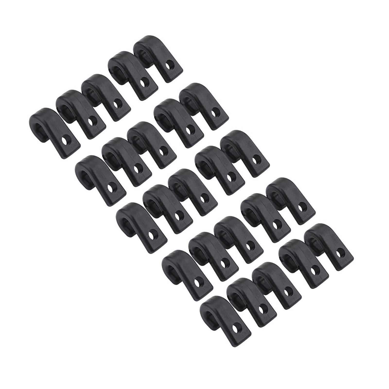 25pcs black nylon J hooks for kayak bungee cord and boats accessory.