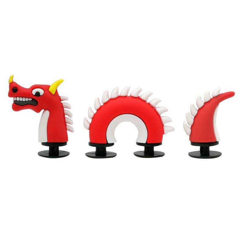 Red dragon-themed 3D shoe buckles set.