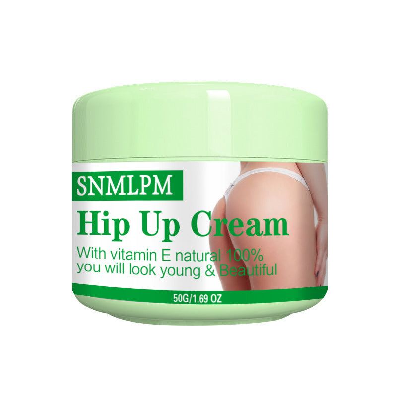 Women's skin care butt lift cream 50ml jar with green lid and label.