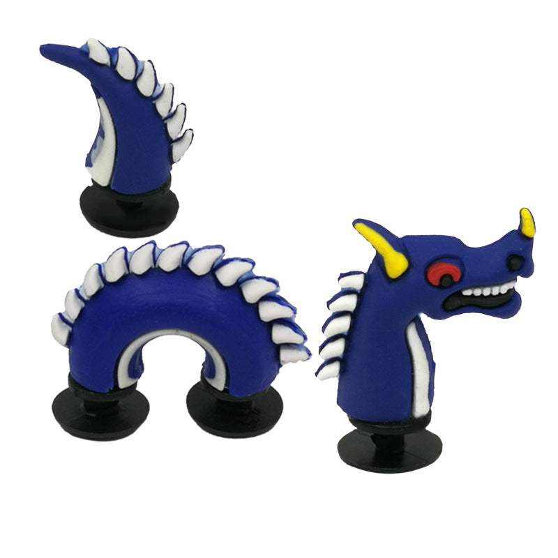 3D multi-component dragon shoe accessories in various colors.