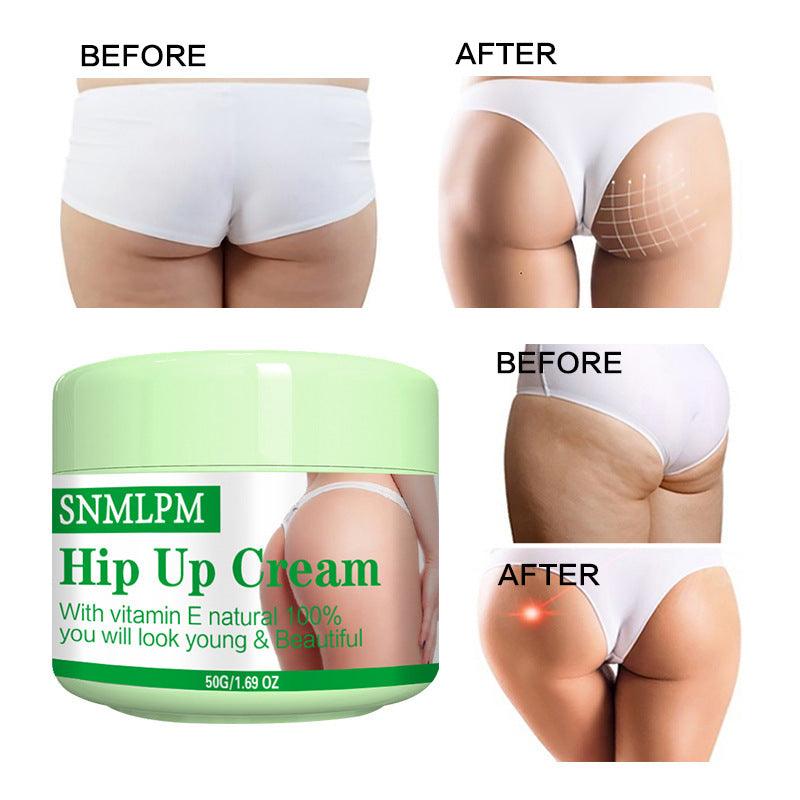 Women's skin care butt lift cream, 50ml, moisturizing effect, before and after results.