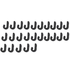 25pcs black nylon J hooks for kayak bungee cords, durable lashing accessory.