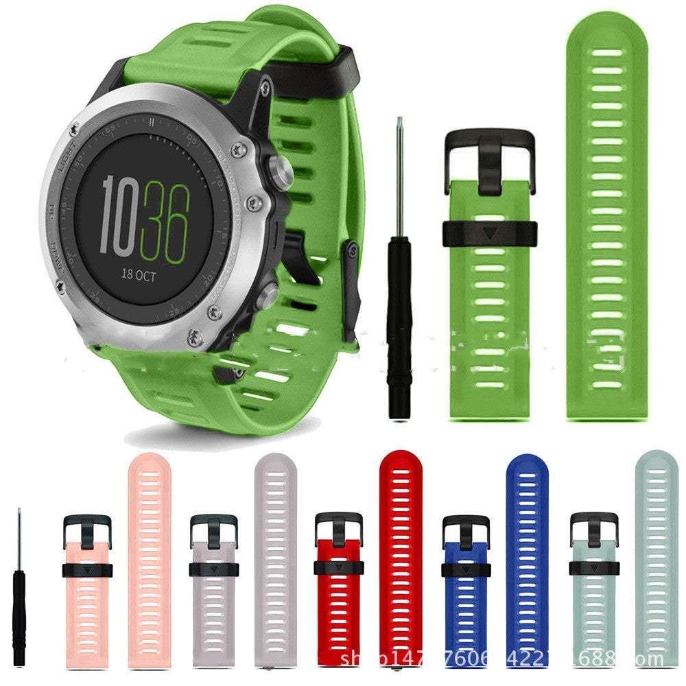 Watch accessories sports band in various colors, made of soft silica gel, displaying durable, non-irritating design suitable for all occasions.