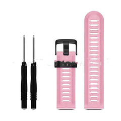 Pink silica gel watch sports band with tools for adjustment.