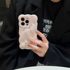 Light pink New Girl phone case with wave bubble design for iPhone models.