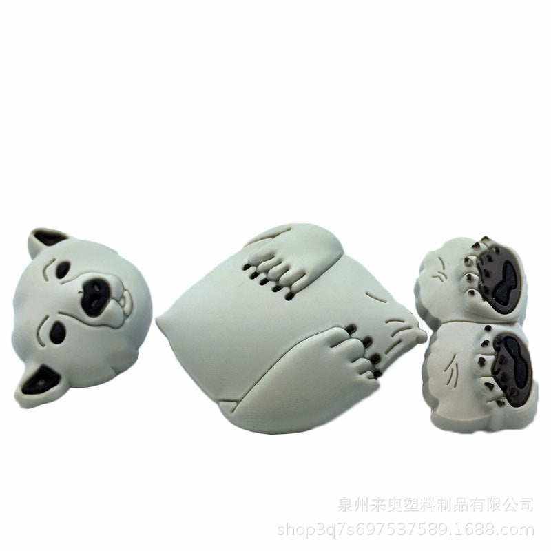 3D multi-component dragon shoe buckle accessory set in grey, suitable for all seasons.