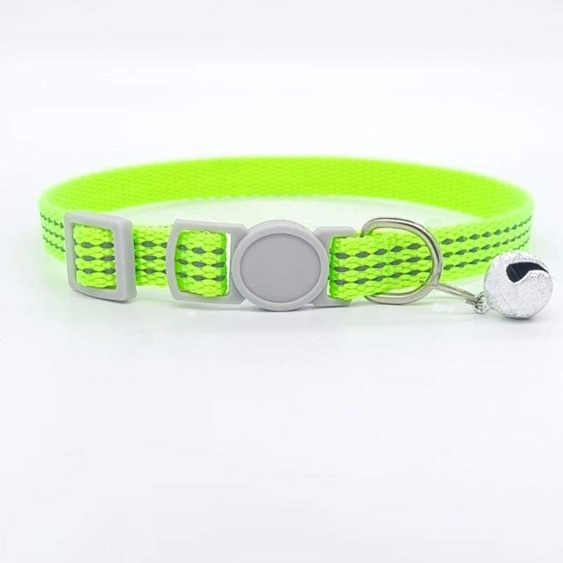 Pets Comfortable Breathable Nylon Cat Collar in fluorescent green