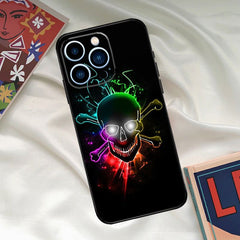 Cool ghost skull face phone case with vibrant colors, fall protection, compatible with Apple, Samsung, Huawei, Xiaomi.
