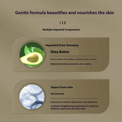 Nicotinamide Care Product features imported Shea Butter from Germany and Nicotinamide from India for skin nourishment and brightening.