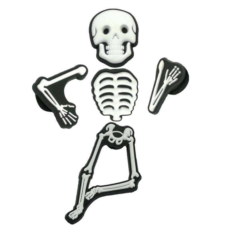 3D skeleton design shoe accessories set with multiple components.