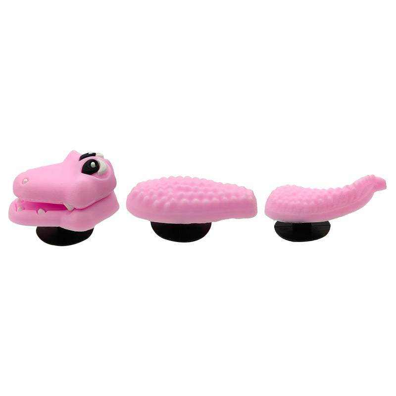 3D dragon-shaped shoe accessories in pink, multi-component design, suitable for all seasons.