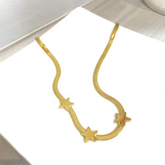 Gold Fashion Jewelry Ins Star Necklace with five-pointed star design on a stainless steel chain.