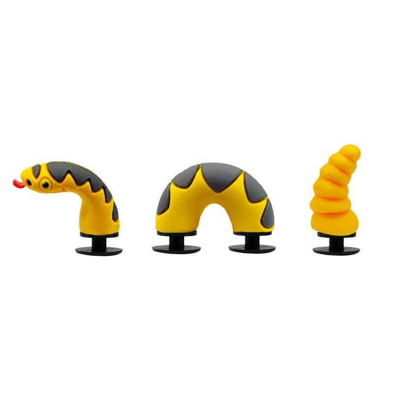 3D dragon shoe buckle accessories in yellow and black, part of multi-component shoe accessories series.