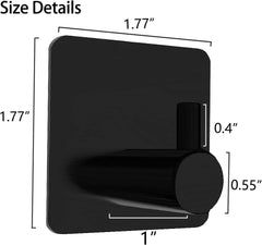 Black Adhesive Hooks, 4 Pack Wall Hooks Heavy Duty, Waterproof Sticky Hook for Hanging Towel, Key, Coat, Hat, Robe, Clothes, Towel Hook for Bathroom Kitchen Wall Mounted (Black)